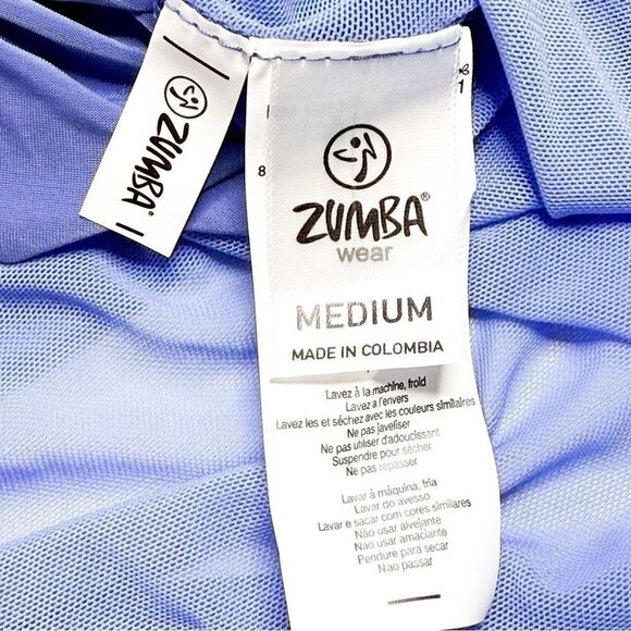Zumba NWT! Women’s Flash Crop Top in Orbit Blue Sheer Sides & Back Size M - Picture 3 of 7
